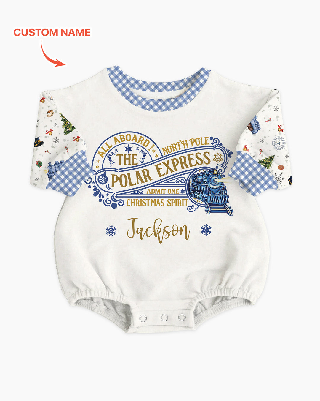 Custom Name North Pole Adventure Bamboo Bubble Romper
