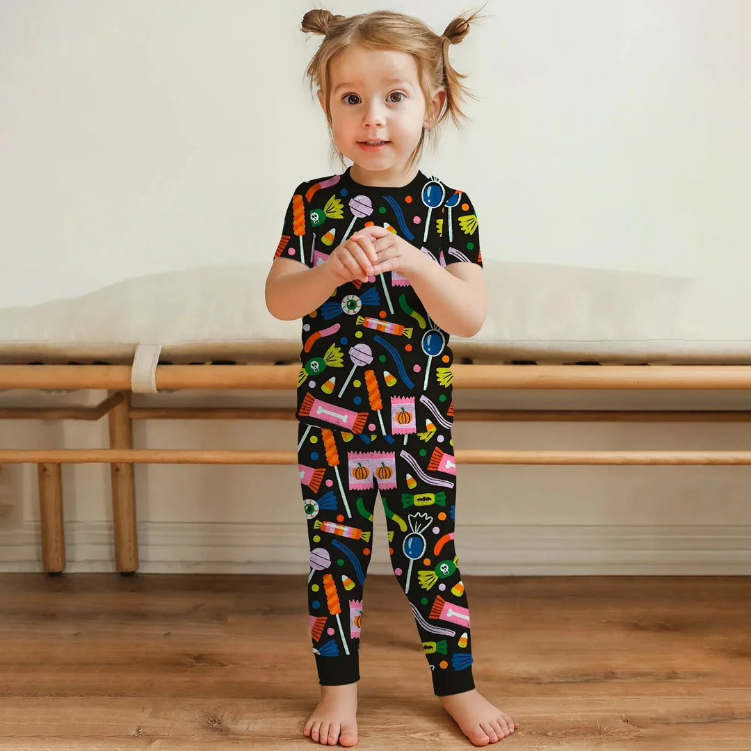 Trick or Treats Two Piece Short Sleeve Pajama Set For Haloween , Trick or Treats Two Piece Short Sleeve Pajama Set For Haloween - 12-18M