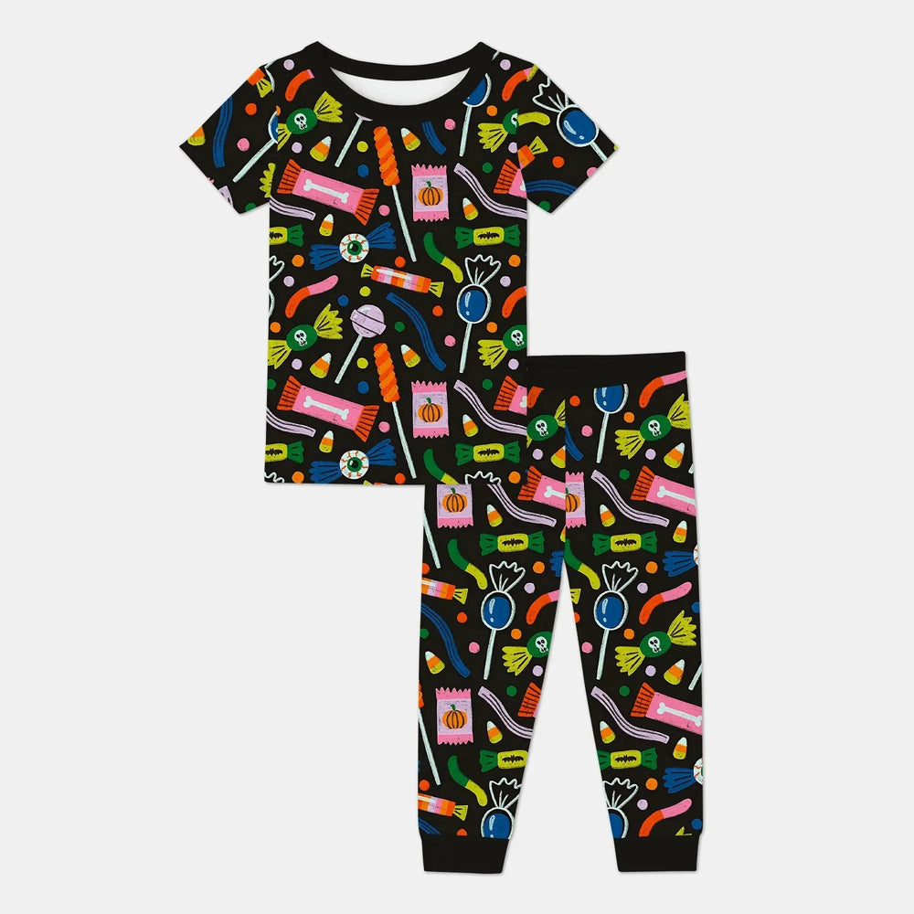 Trick or Treats Two Piece Short Sleeve Pajama Set For Haloween , Trick or Treats Two Piece Short Sleeve Pajama Set For Haloween - 12-18M