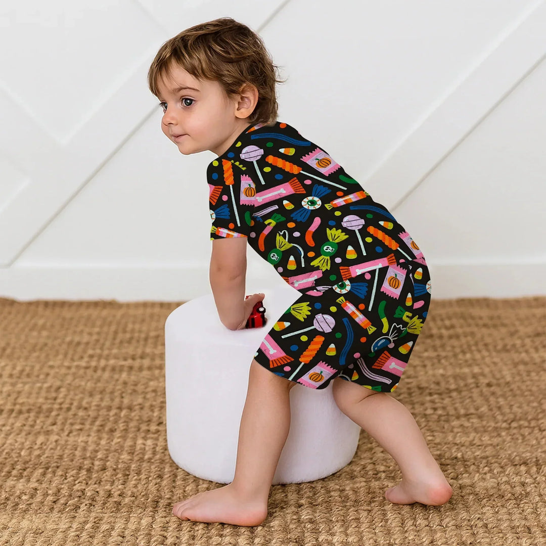 Trick or Treats Two Piece Short Sleeve Shorts Pajama Set , Trick or Treats Two Piece Short Sleeve Shorts Pajama Set - 12-18M