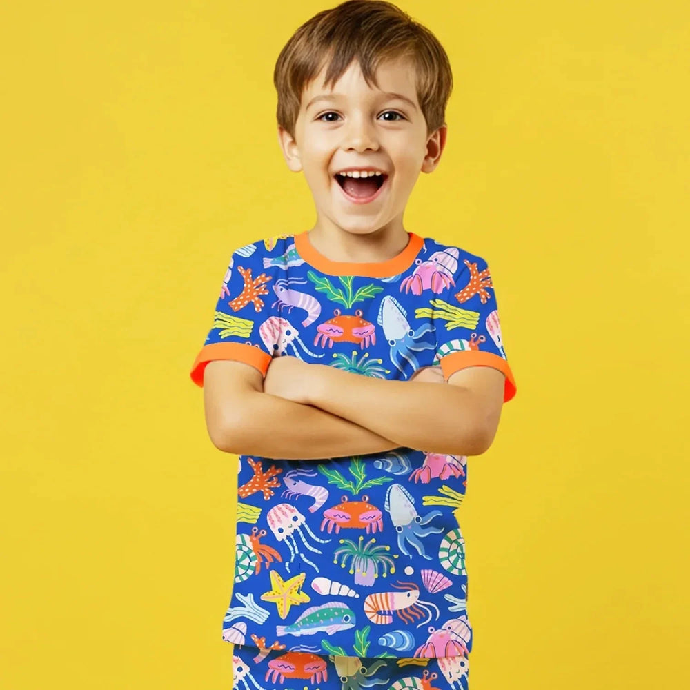 Under the Sea Two Piece Short Sleeve Pajama Set , Under the Sea Two Piece Short Sleeve Pajama Set - 12-18M