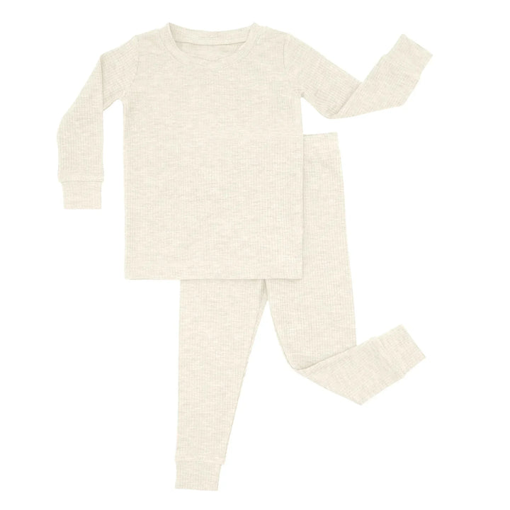 Vanilla Cream Ribbed Two Piece Long Sleeve Pajama Set , Vanilla Cream Ribbed Two Piece Long Sleeve Pajama Set - 12-18M
