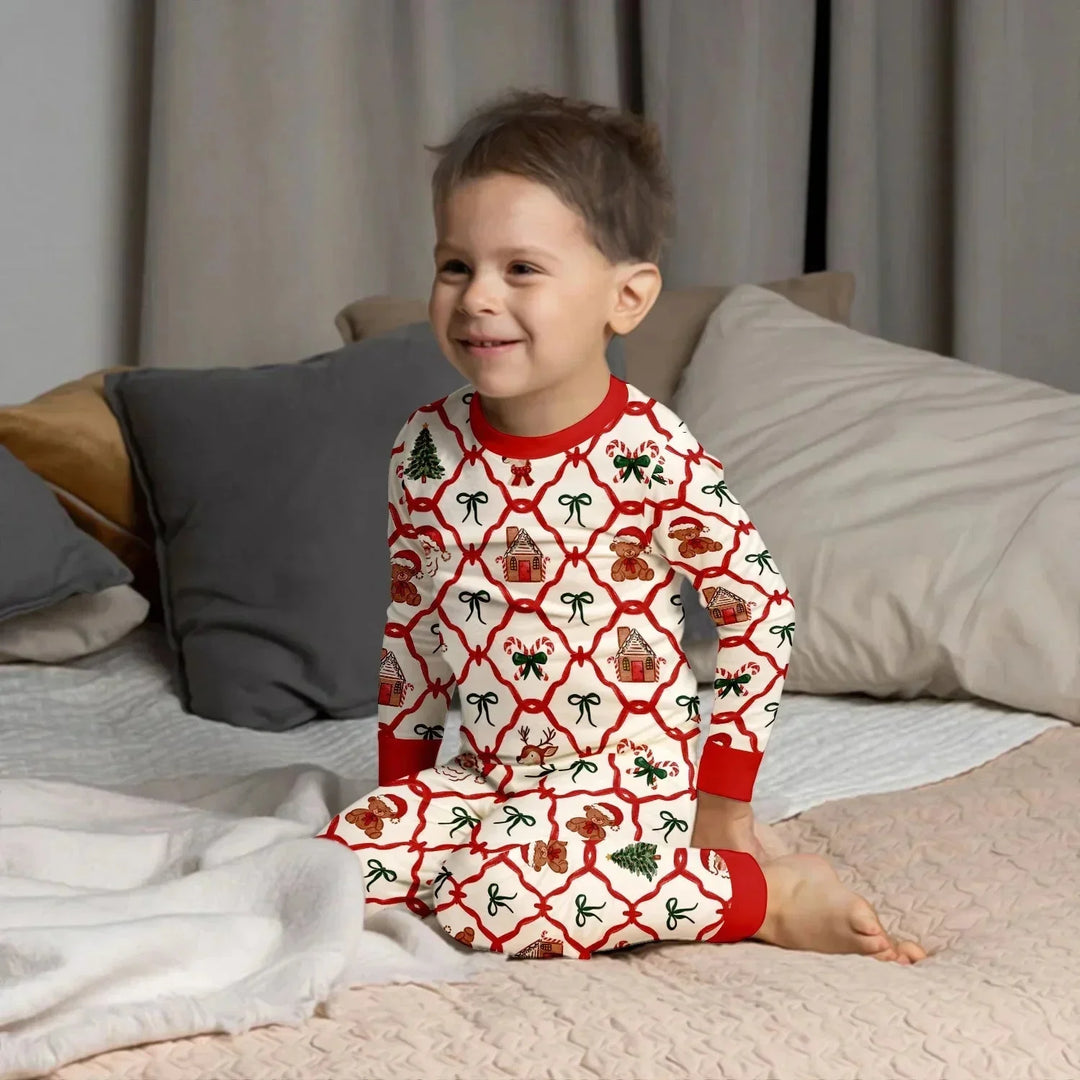 Vintage Christmas Two Piece Long Sleeve Pajama Set , Vintage Christmas Two Piece Long Sleeve Pajama Set - 12-18M