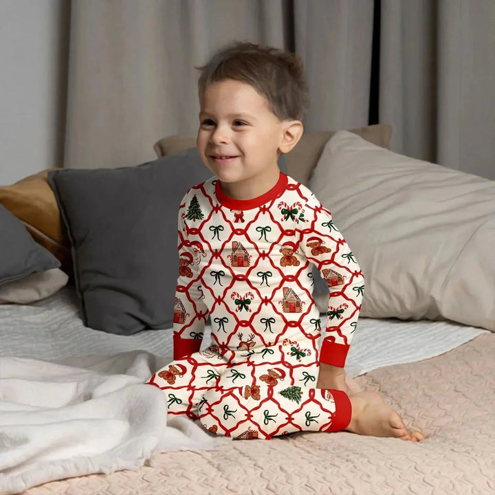 Vintage Christmas Two Piece Long Sleeve Pajama Set , Vintage Christmas Two Piece Long Sleeve Pajama Set - 12-18M