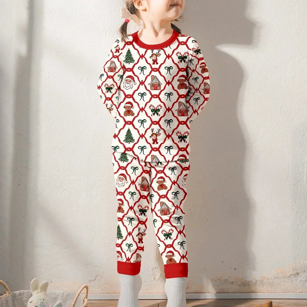 Vintage Christmas Two Piece Long Sleeve Pajama Set , Vintage Christmas Two Piece Long Sleeve Pajama Set - 12-18M