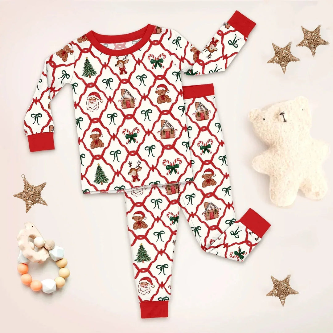 Vintage Christmas Two Piece Long Sleeve Pajama Set , Vintage Christmas Two Piece Long Sleeve Pajama Set - 12-18M