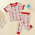 Vintage Christmas Two Piece Short Sleeve Pajama Set , Vintage Christmas Two Piece Short Sleeve Pajama Set - 12-18M