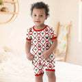 Vintage Christmas Two Piece Short Sleeve Shorts Pajama Set , Vintage Christmas Two Piece Short Sleeve Shorts Pajama Set - 12-18M