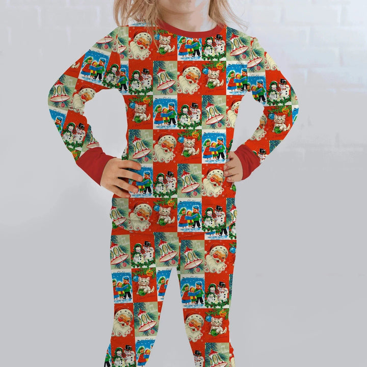 Vintage Holiday Joy Two Piece Long Sleeve Pajama Set , Vintage Holiday Joy Two Piece Long Sleeve Pajama Set - 12-18M
