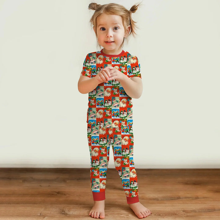 Vintage Holiday Joy Two Piece Short Sleeve Pajama Set , Vintage Holiday Joy Two Piece Short Sleeve Pajama Set - 12-18M