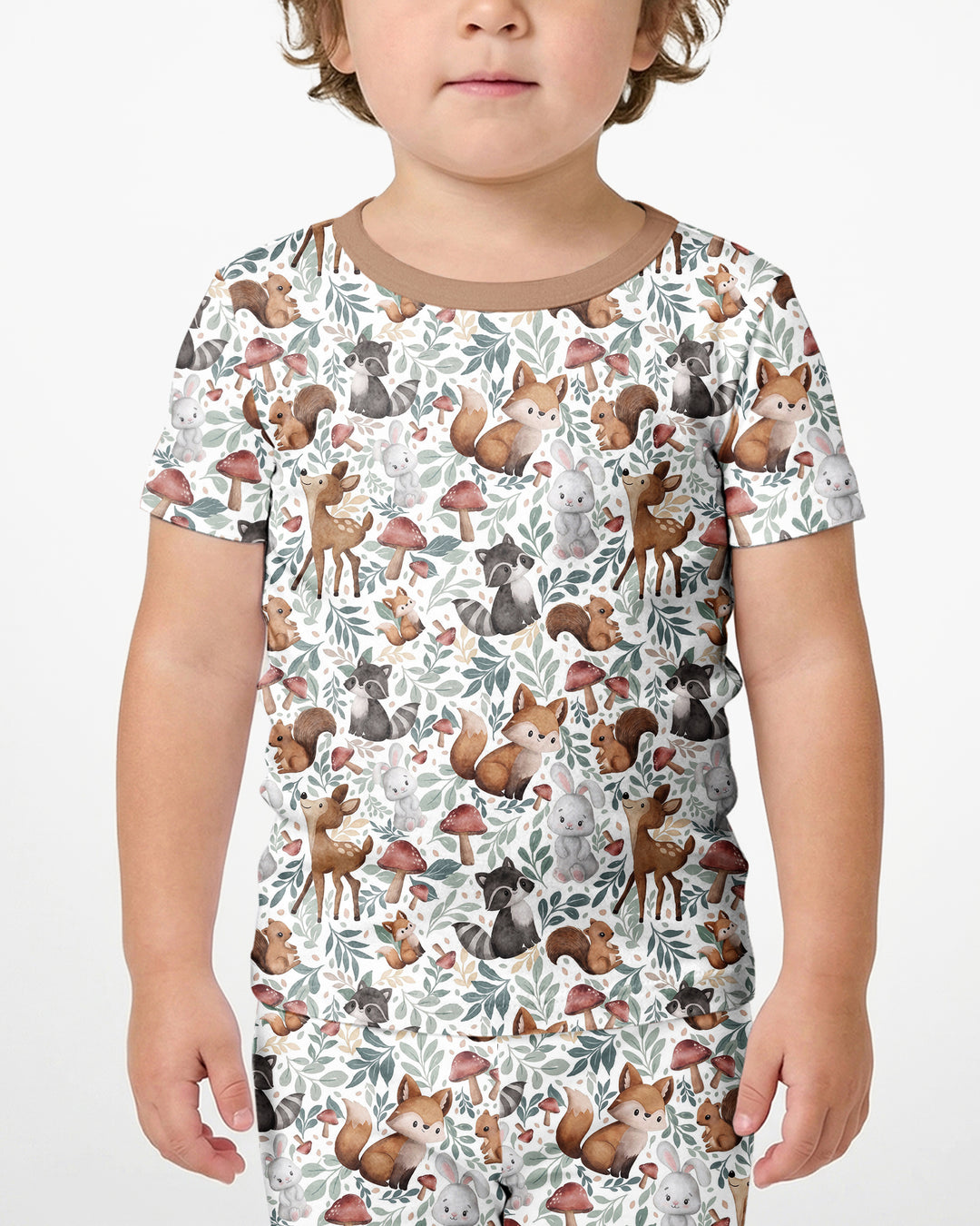 Whimsical Woodland Friends Bamboo Two Piece Short Sleeve Shorts Pajama Set