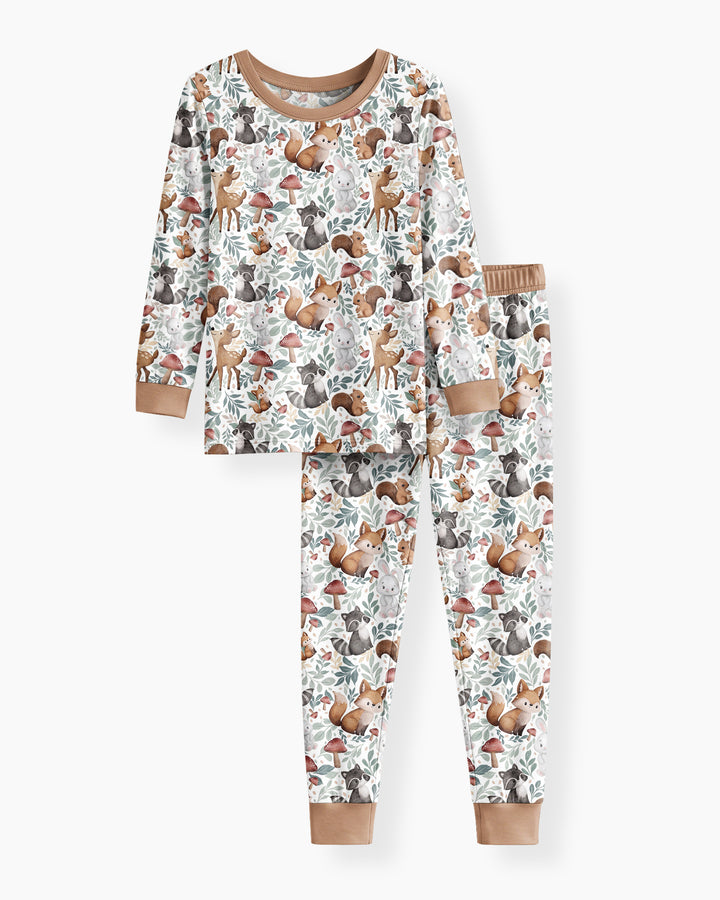 Whimsical Woodland Friends Bamboo Two Piece Long Sleeve Pajama Set