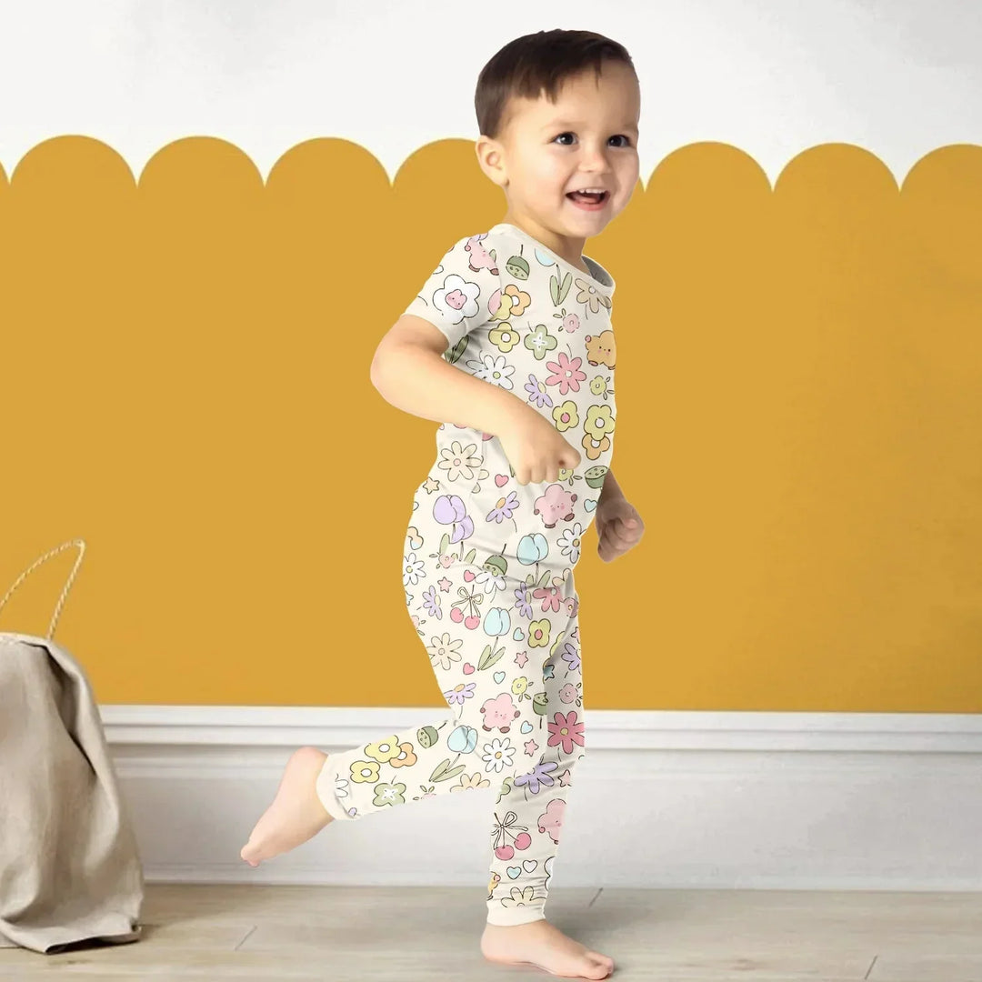 Whimsical Bloom Two Piece Long Sleeve Pajama Set , Whimsical Bloom Two Piece Long Sleeve Pajama Set - Long Pajama / 12-18M