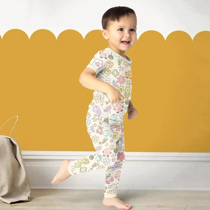 Whimsical Bloom Two Piece Long Sleeve Pajama Set , Whimsical Bloom Two Piece Long Sleeve Pajama Set - Long Pajama / 12-18M