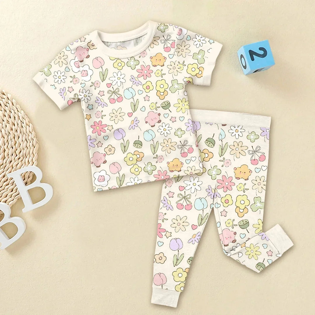 Whimsical Bloom Two Piece Long Sleeve Pajama Set , Whimsical Bloom Two Piece Long Sleeve Pajama Set - Mix Pajama / 12-18M