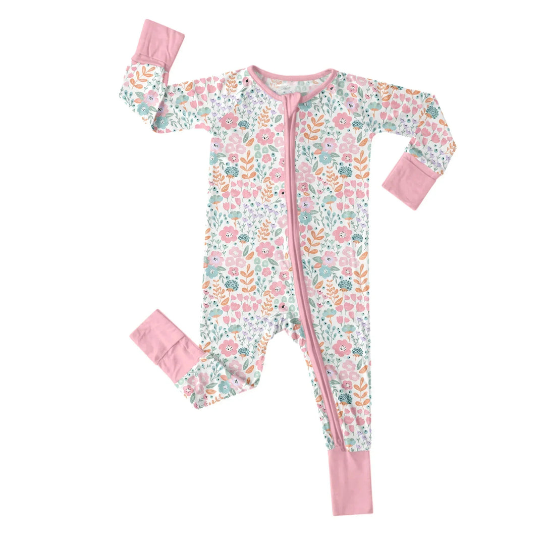 Willow's Whimsy Floral Convertible Zippered Romper , Willow's Whimsy Floral Convertible Zippered Romper - Newborn
