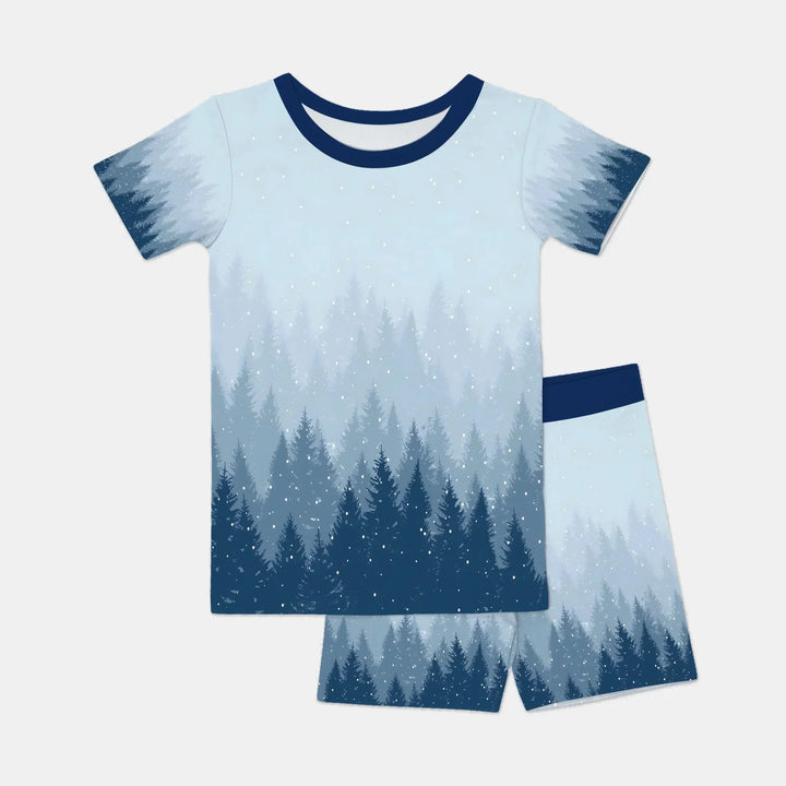 Winter Forest Two Piece Short Sleeve Shorts Pajama Set , Winter Forest Two Piece Short Sleeve Shorts Pajama Set - 12-18M