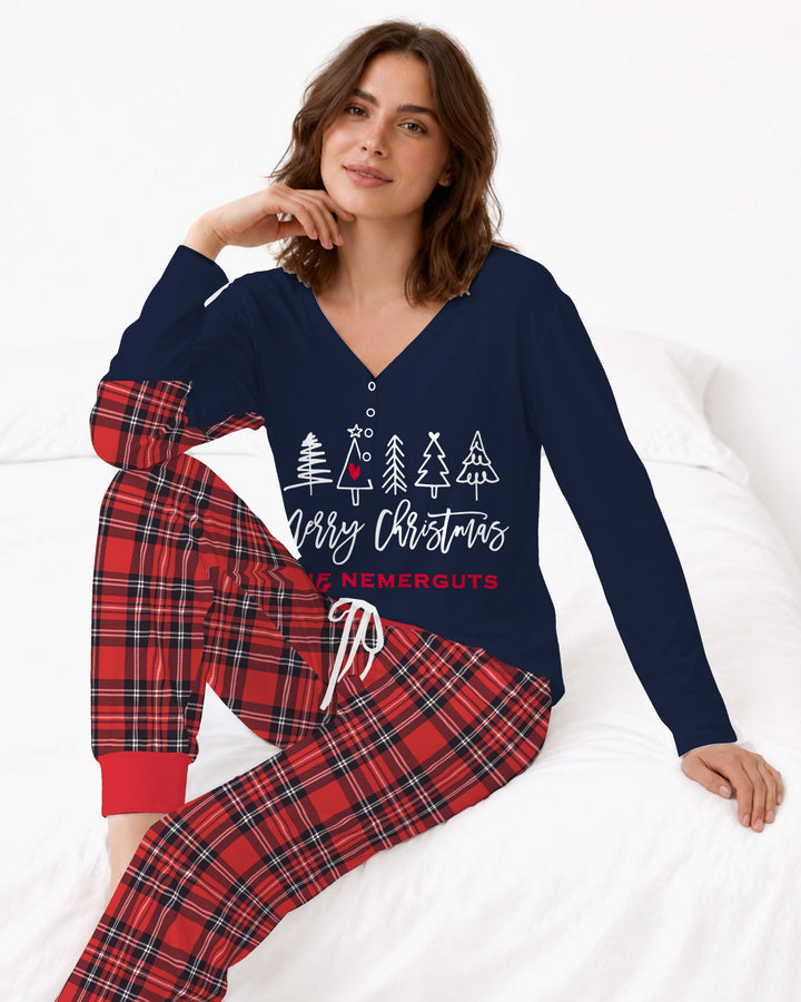 Custom Christmas Tree Bamboo Women Pajama Set