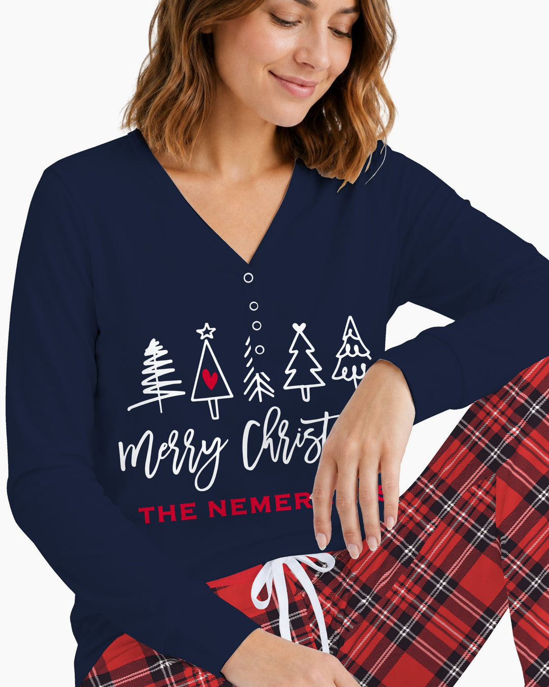 Custom Christmas Tree Bamboo Women Pajama Set