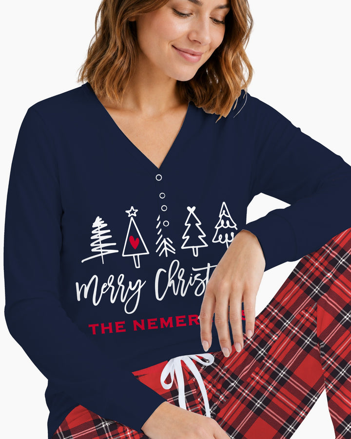 Custom Christmas Tree Bamboo Women Pajama Set