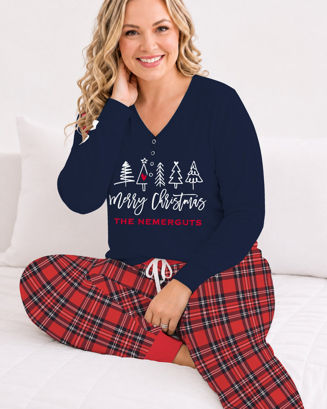 Custom Christmas Tree Bamboo Women Pajama Set