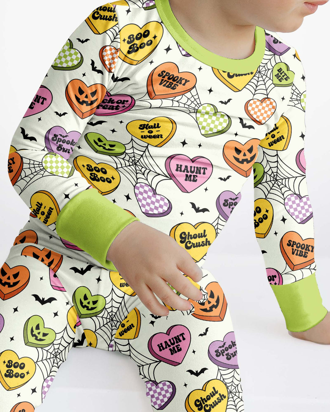 Halloween Candy Hearts Bamboo Two Piece Long Sleeve Pajama Set
