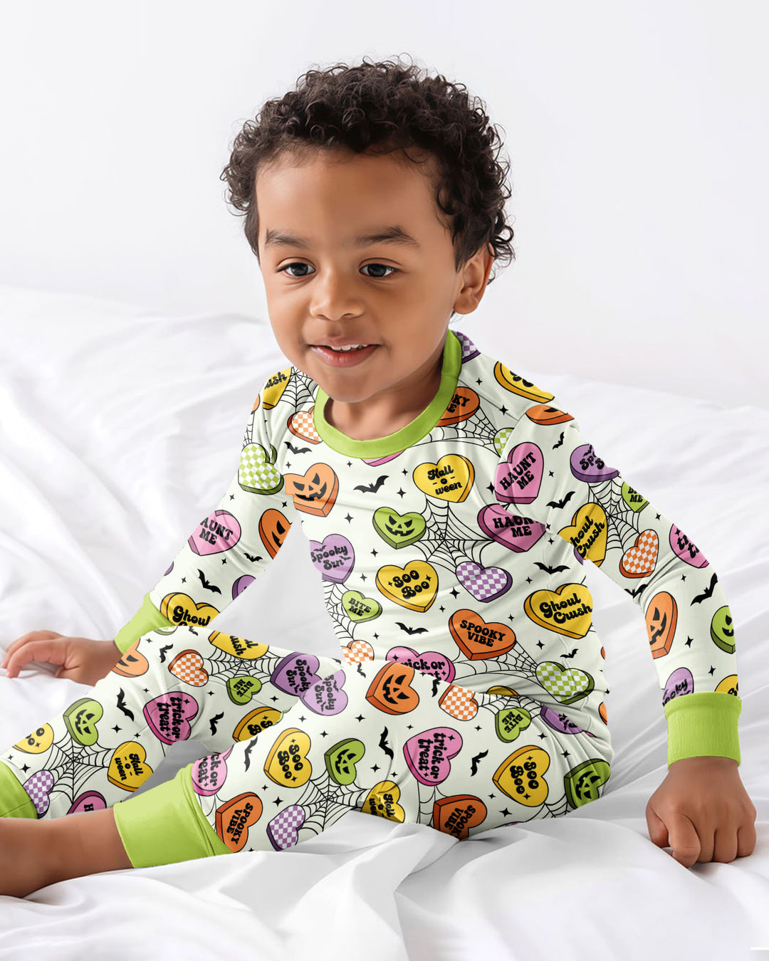 Halloween Candy Hearts Bamboo Two Piece Long Sleeve Pajama Set