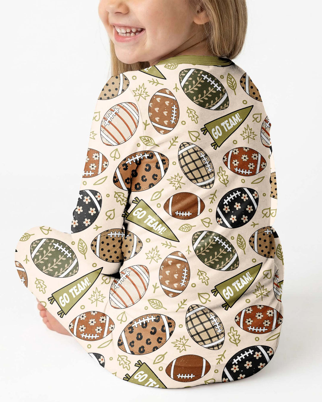 Football Fall Bamboo Two Piece Long Sleeve Pajama Set