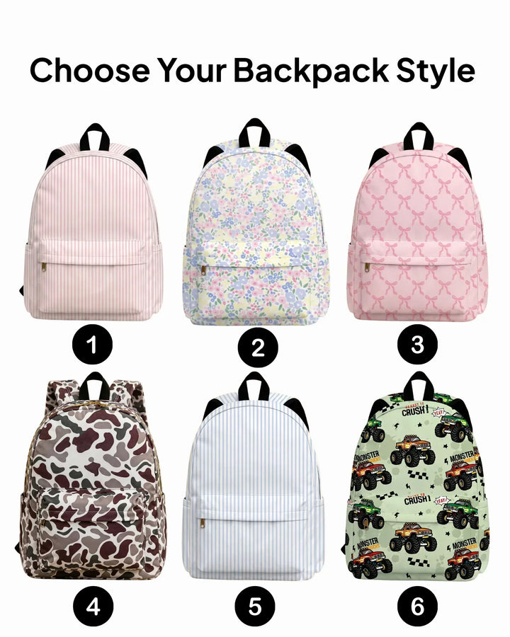 Custom Name School Icon Embroidered Backpack