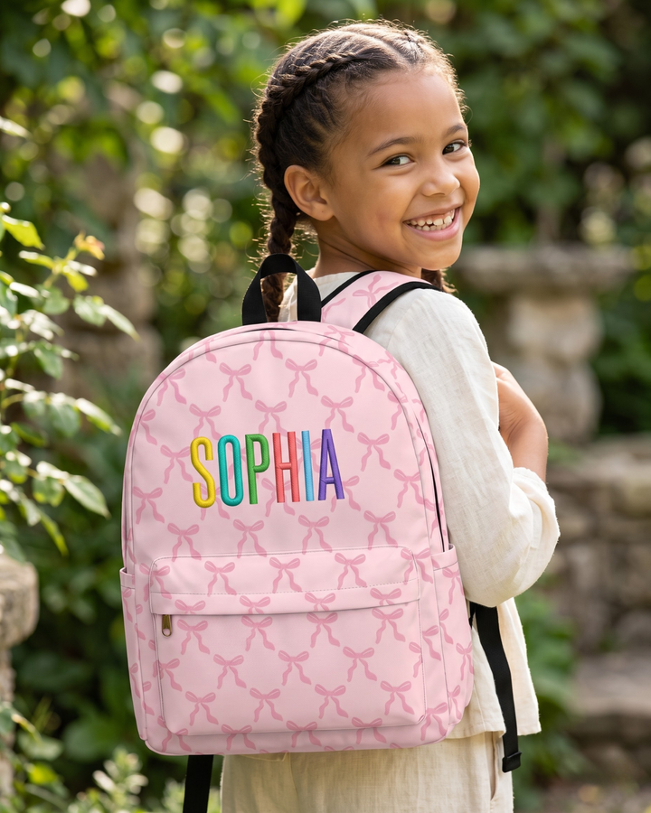 Custom Name Colorful Text Embroidered Backpack