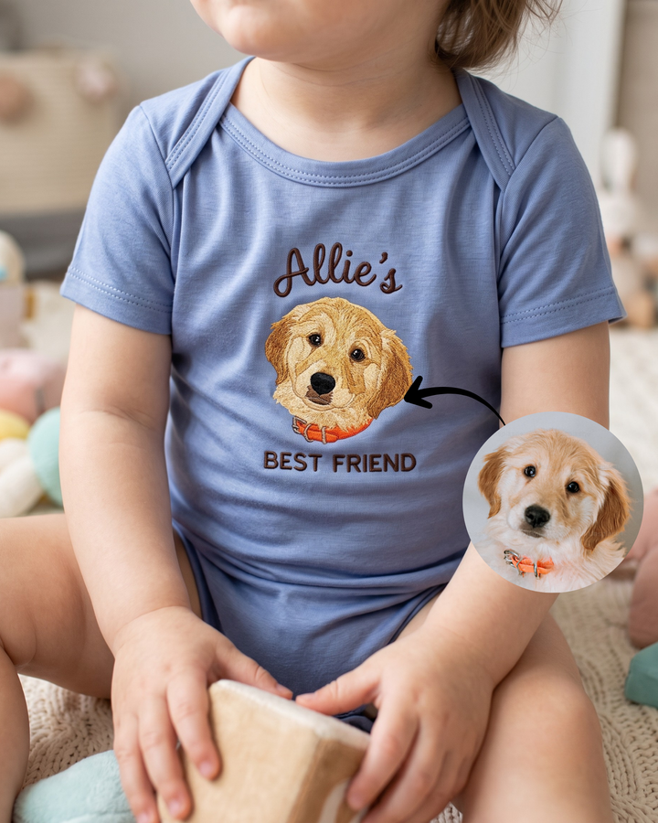 Gerippte Babykleidung mit individuellem Foto - Weich &amp; Skizzenhaft