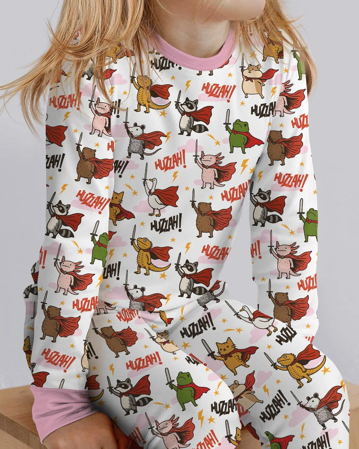 Zweiteiliges Langarm-Pyjama-Set mit Sommerfrüchten