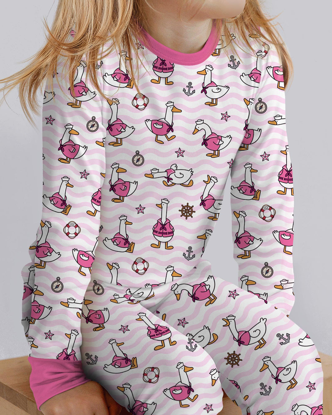 Zweiteiliges Langarm-Pyjama-Set mit Sommerfrüchten