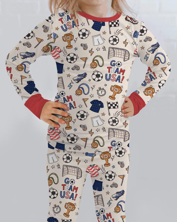 Zweiteiliges Langarm-Pyjama-Set mit Sommerfrüchten