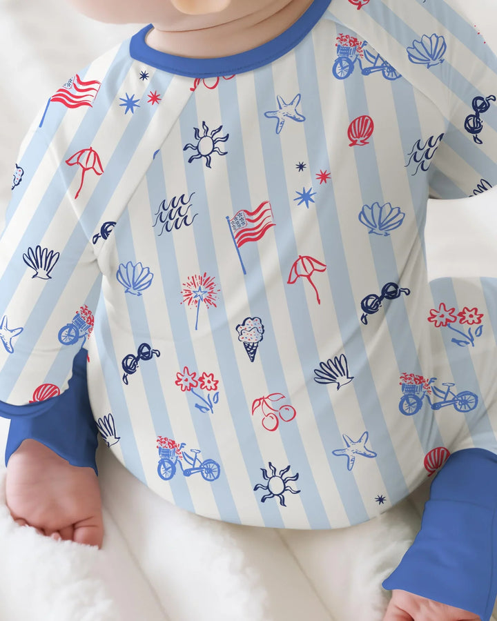 Red, White & Beachy Family Matching Bamboo Convertible Zippy