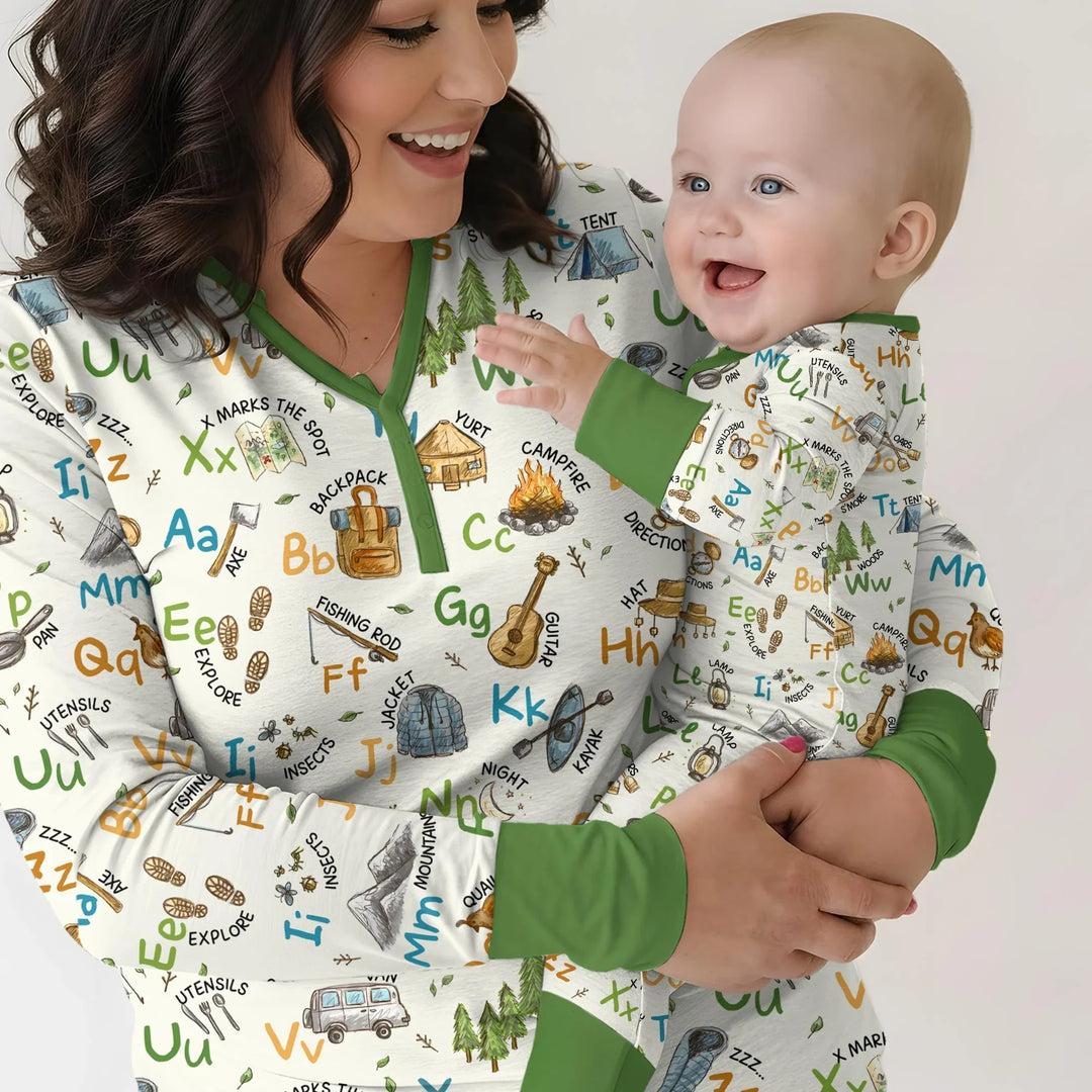 Adventure Alphabet ABCs Summer Camp Bamboo Women Pajama Set