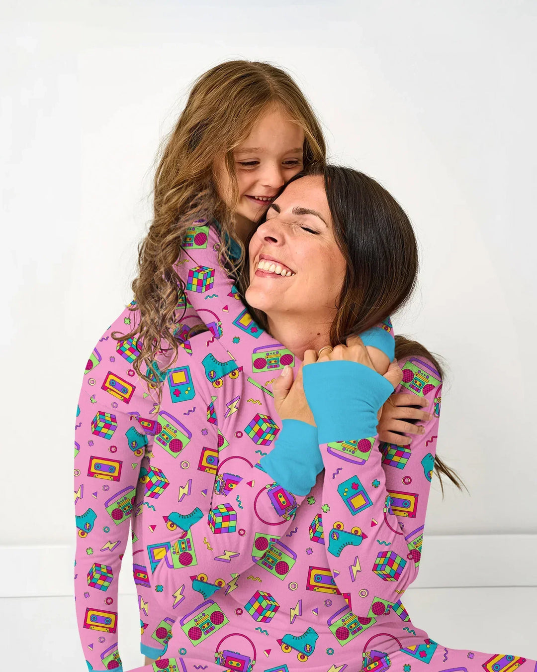 80s Retro Neon Bamboo Two Piece Long Sleeve Pajama Set