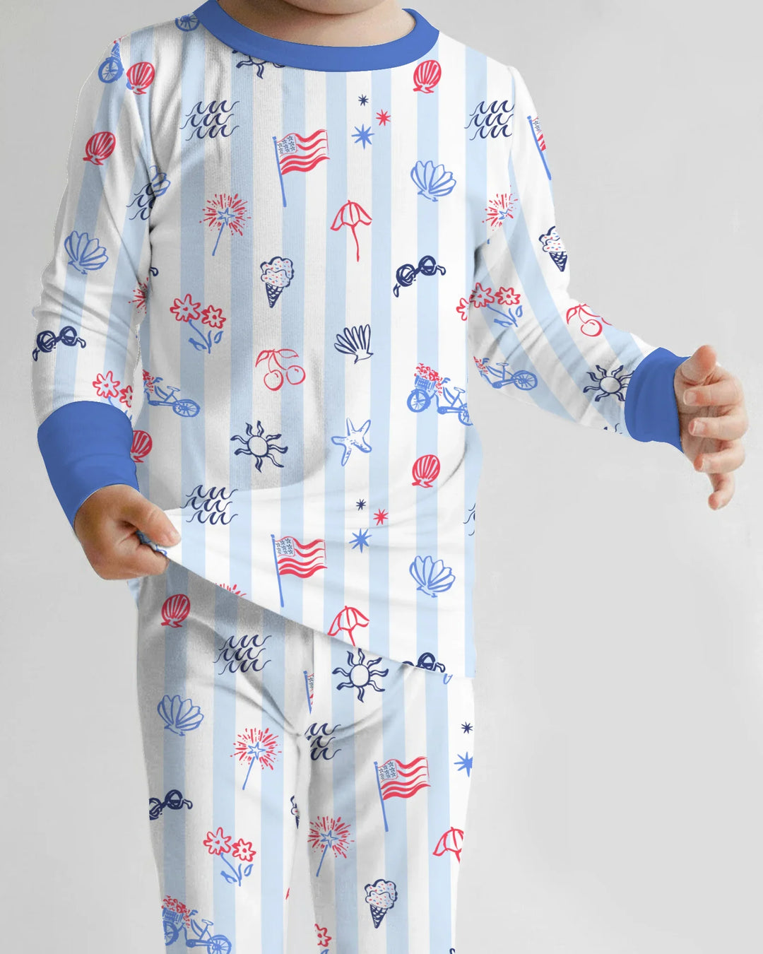 Zweiteiliges Langarm-Pyjama-Set mit Sommerfrüchten