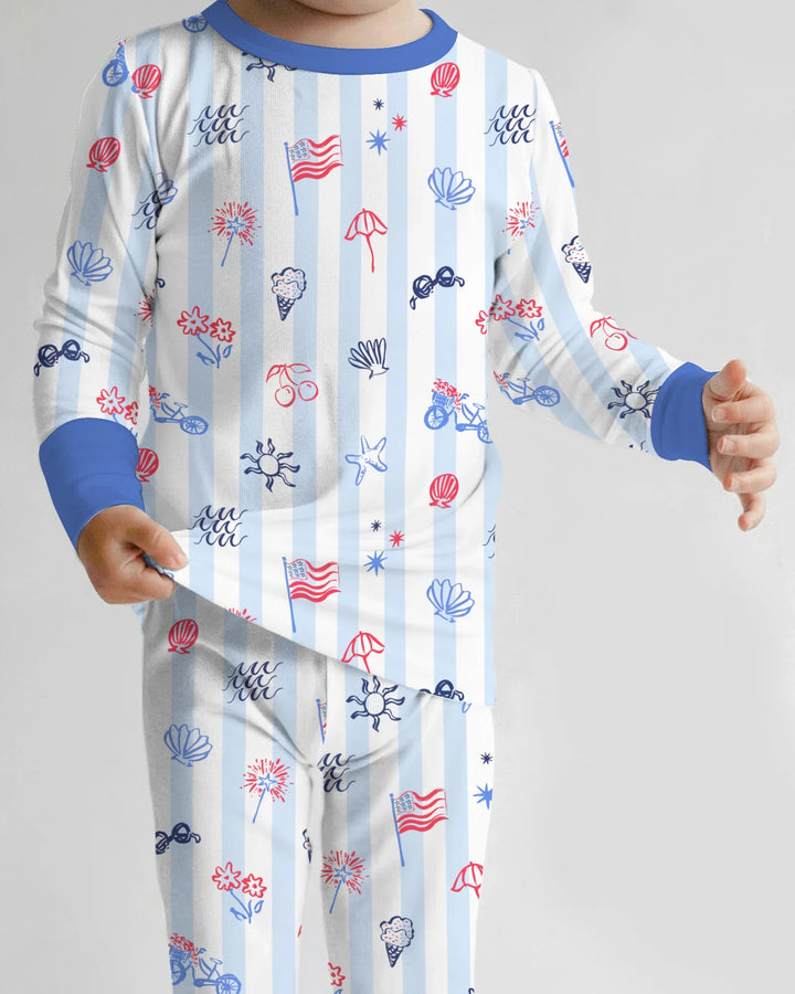 Zweiteiliges Langarm-Pyjama-Set mit Sommerfrüchten