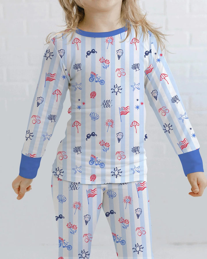 Zweiteiliges Langarm-Pyjama-Set mit Sommerfrüchten