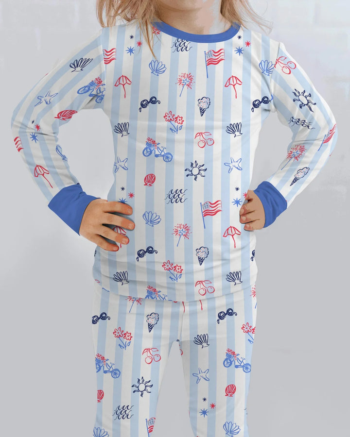 Zweiteiliges Langarm-Pyjama-Set mit Sommerfrüchten