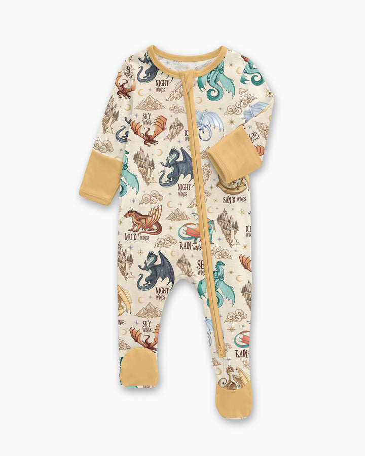 Elemental Dragons Bamboo Zippered Footie Romper