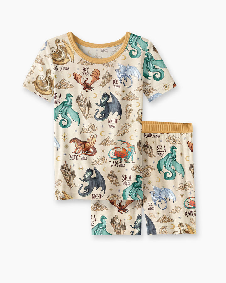 Elemental Dragons Bamboo Two Piece Short Sleeve Shorts Pajama Set