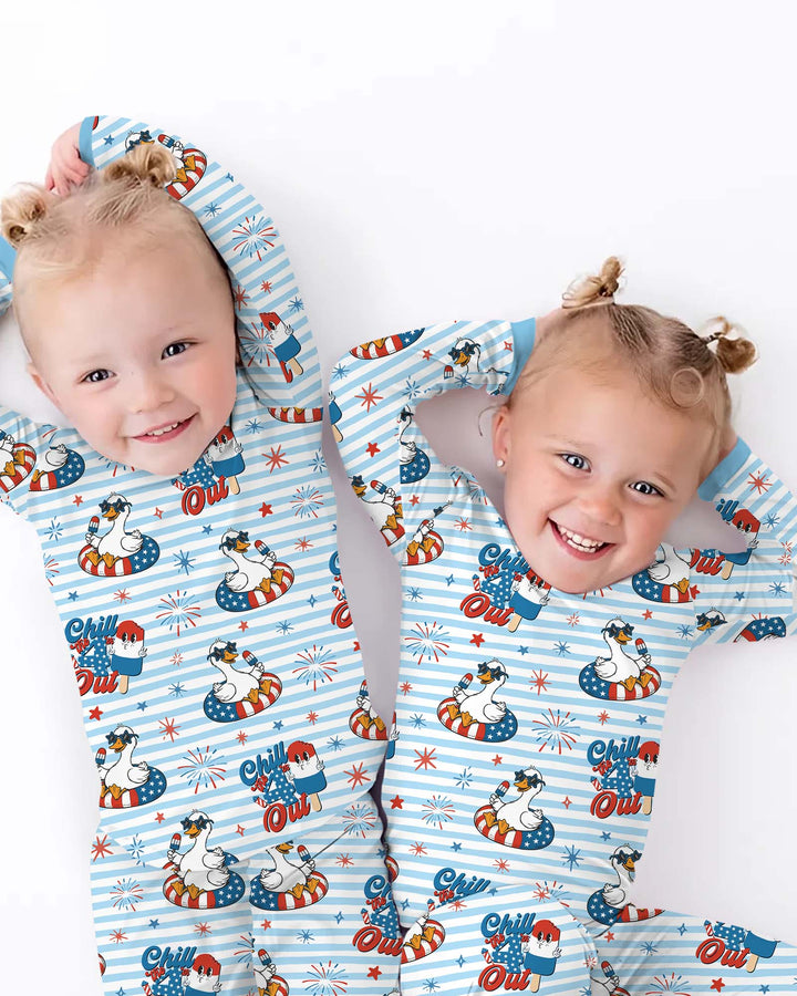Zweiteiliges Langarm-Pyjama-Set mit Sommerfrüchten
