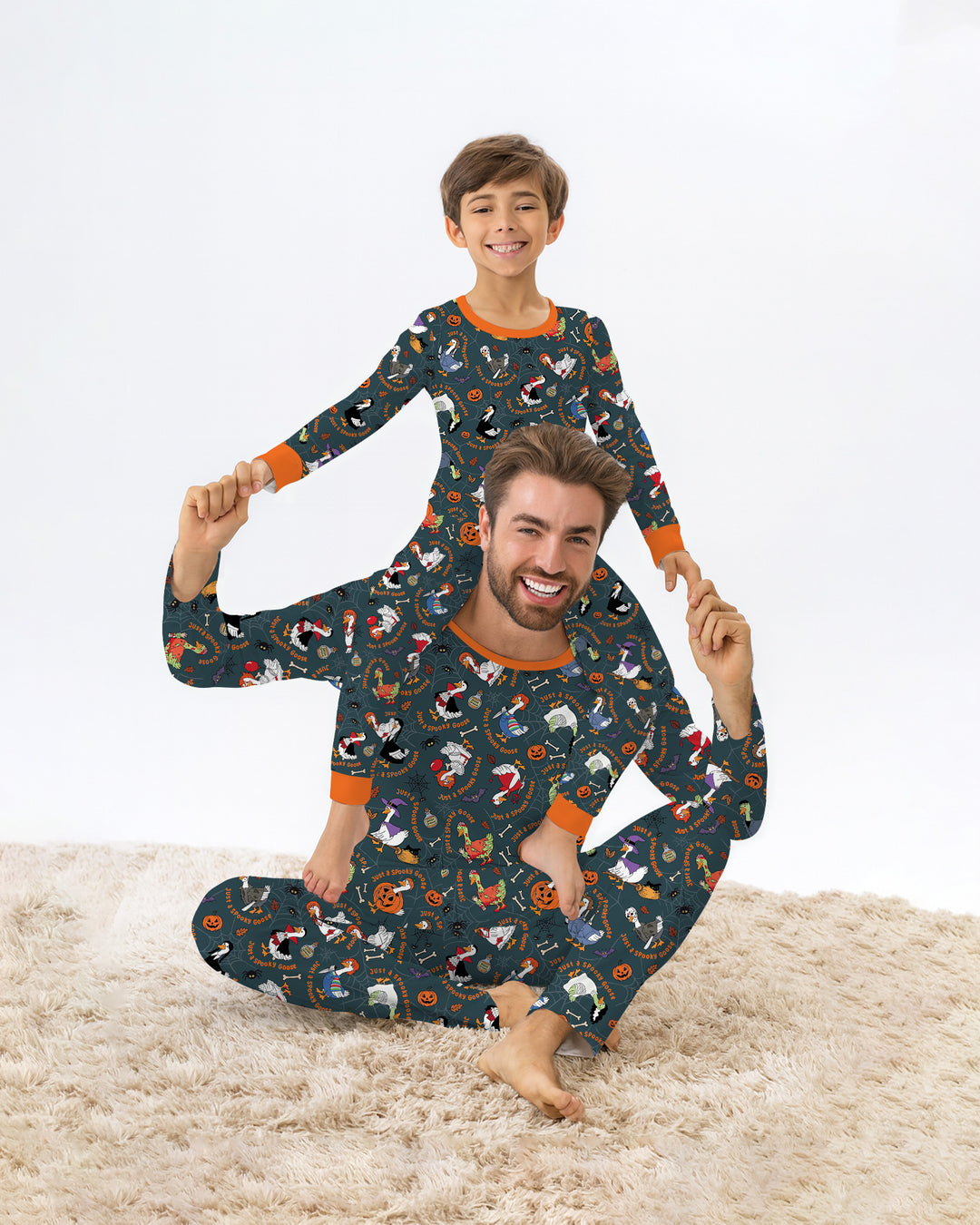 Just A Spooky Goose Family Matching Bamboo Two Piece Long Sleeve Pajama Set