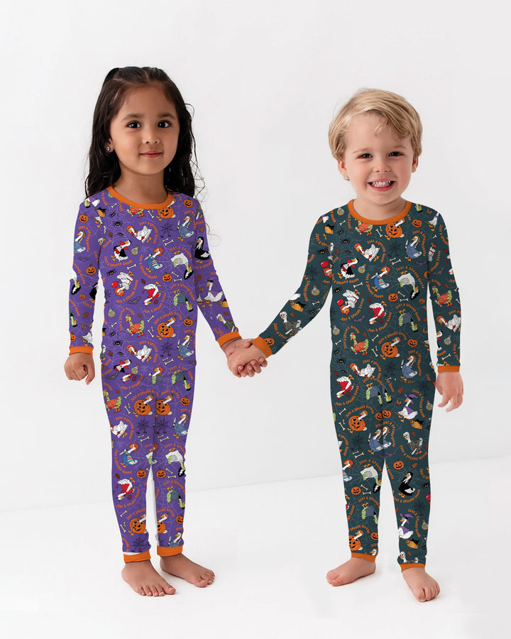 Just A Spooky Goose Family Matching Bamboo Two Piece Long Sleeve Pajama Set