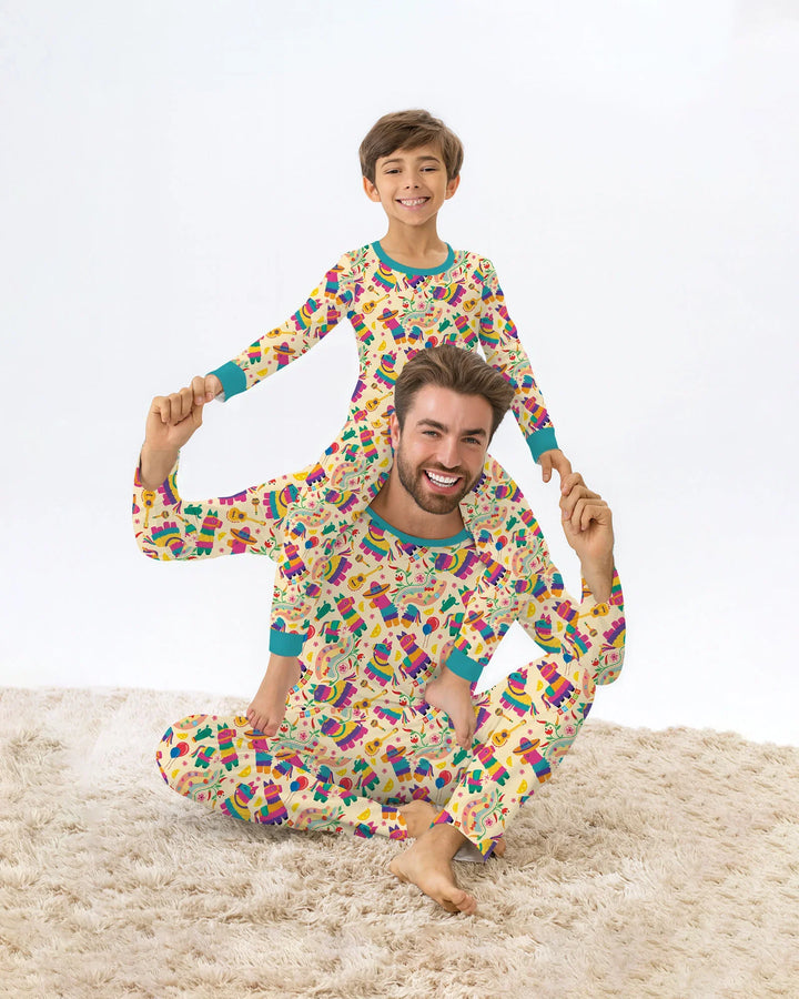 Zweiteiliges Langarm-Pyjama-Set mit Sommerfrüchten