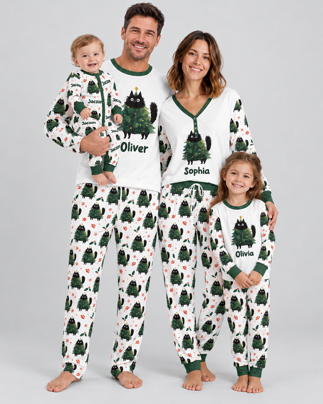 Custom Name Black Cat Christmas Bamboo Men's Pajama Set