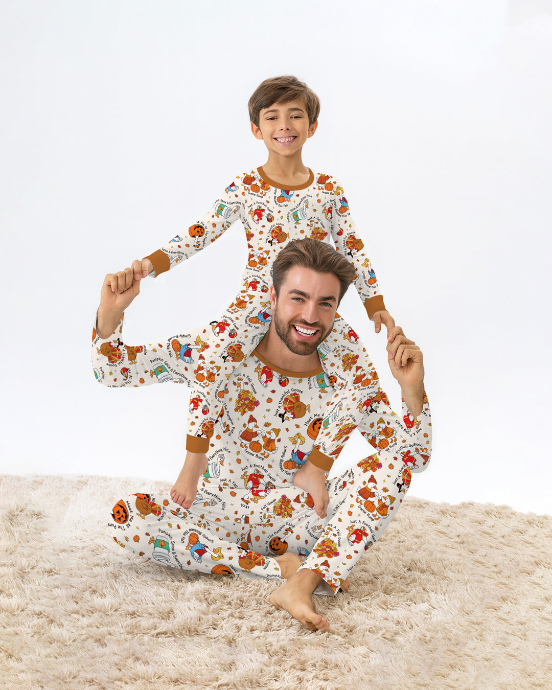 Just A Fall Goose Family Matching Bamboo Two Piece Long Sleeve Pajama Set