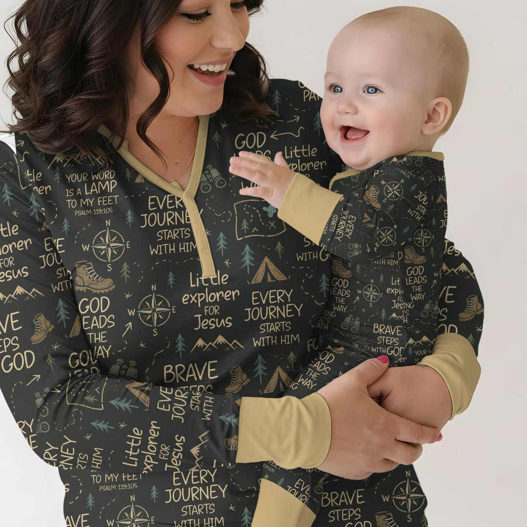 Little Explorer God Leads The Way Bamboo Two Piece Long Sleeve Pajama Set